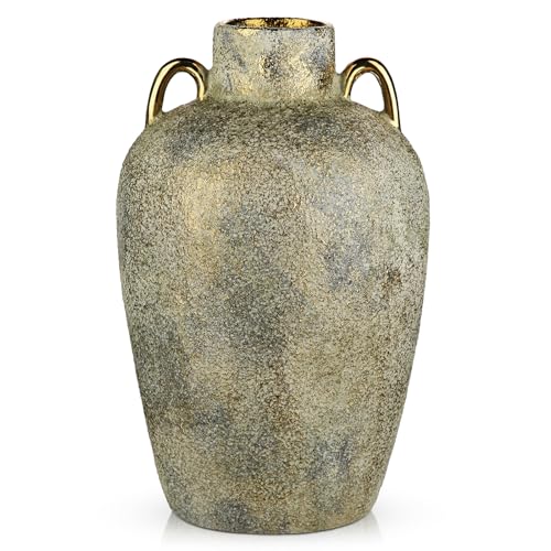 Arborus Vintage Vase 28,5 cm Blumenvase Gold Keramikvase Tisch Deko Vase...