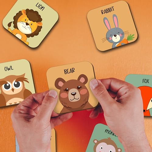 Image of Lefan Wooden Animal Memory Game for Kids Matching Block Game with Cute Animal Faces Early Learning Brain Development Toy for Toddlers & Preschoolers Educational Montessori Game Ages 3+