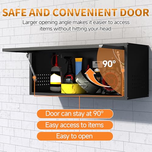 Metal-Garage-Wall-Cabinet-with-Up-Flip-DoorWall-Mounted-Steel-Storage-Cabinet-Float-Tool-Cabinet-with-PegboardUpper-Cabinet-for-KitchenGarageWorkshopWarehouse138-HBlack