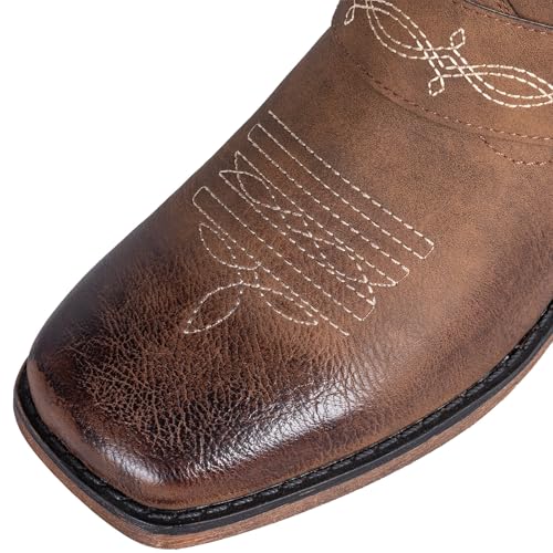 SheSole Ladies Fashion Strap Cowboy Boots for Women Square Toe Mid Calf Western Cowgirl Boots2