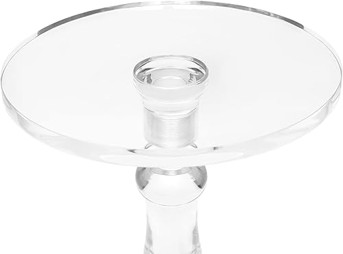 Miniatura 5 de Mesa auxiliar de acrílico, mesa auxiliar redonda moderna con parte superior redonda pequeña transparente y poste sólido y base para sala de estar,