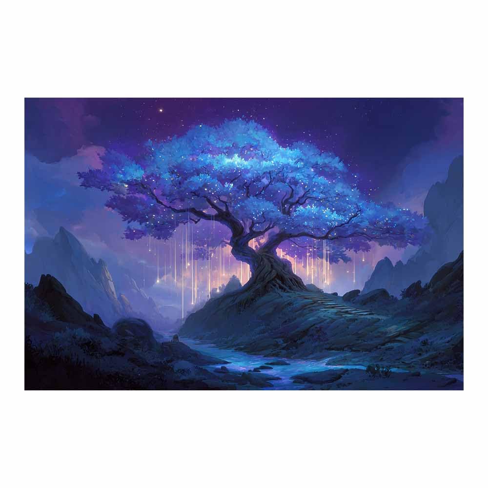 HOQIU Tree Of Life Wall Art Glowing star tree canvas prints, nature wall art, for Bathroom Home Office Decor(Multicolor)-80x120cm Unframed