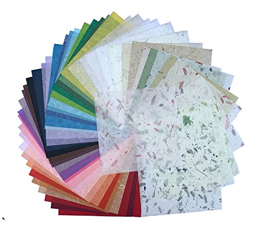 Mixed 50 Sheets 8 x 8 Inches Square Origami Paper Arts Folding Craft, Decoration Paper, Square Folding Paper for DIY Crafts, Thin Mulberry Paper Sheets