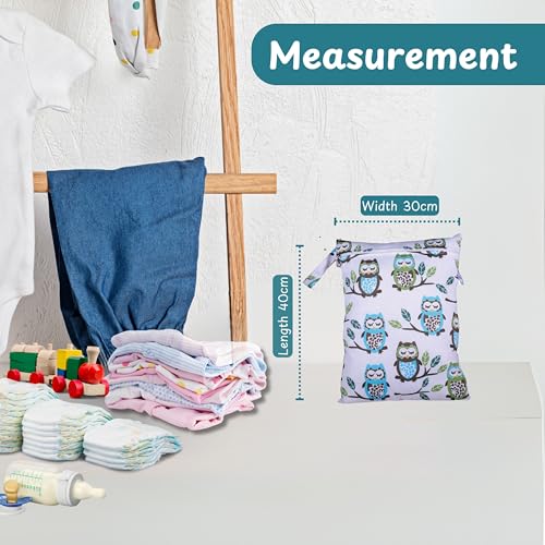 Image of Chic Buddy Waterproof Wet Bag, Washable, Reusable for Travel, Beach, Pool, Stroller, Diapers, Dirty Gym Clothes, Wet Swimsuits, Toiletries (BARN OWL, Wet Bag)