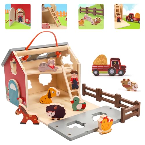 Xiapia Juguetes Montessori Granja Animales Niños 1 2 3 Años, Juegos De Granja Con Bloques De Madera Para Construir Animales, Juguetes Educativo Xiapia Juguetes Montessori Granja Animales Niños 1 2 3 Años, Juegos De Granja Con Bloques De Madera Para Construir Animales, Juguetes Educativo