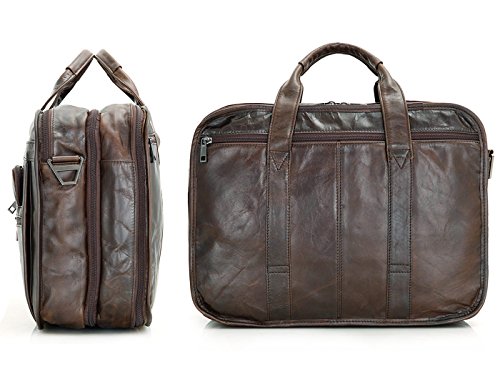 Berchirly Genuine Leather 15inch Expandable Laptop Computer Business Briefcase Bags Cowhide Handbag Case - Thumbnail 5