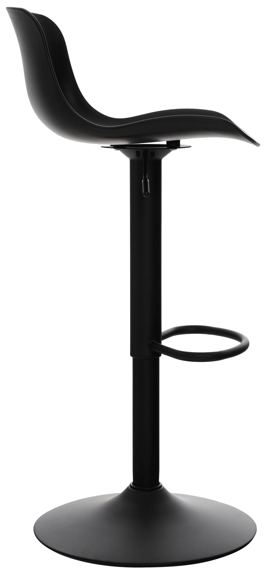 CLP Tabouret De Bar Almada en Plastique I Chaise De Bar Réglable en Hauteur I Support en Métal en Forme Trompette avec Protection De Sol | Couleur Noir