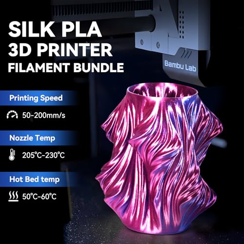 Image of JAYO Silk Dual & Tri-Color PLA Filament 1.75mm Bundle, Multi-Color Shiny 3D Printer Filament Set, Smooth Glossy Finish, Easy to Print, No Clog, 250g Spool, 8 Rolls, 2kg in Total