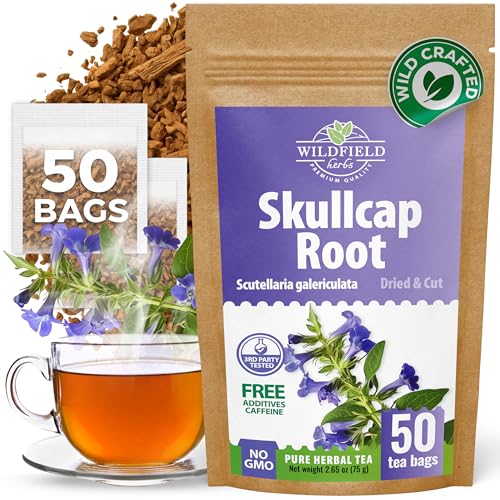Image of 50 Bags Skullcap Herbal Tea (Scutellaria) - 50 Tea Bags 1.5g Skullcap Herb Escutelaria