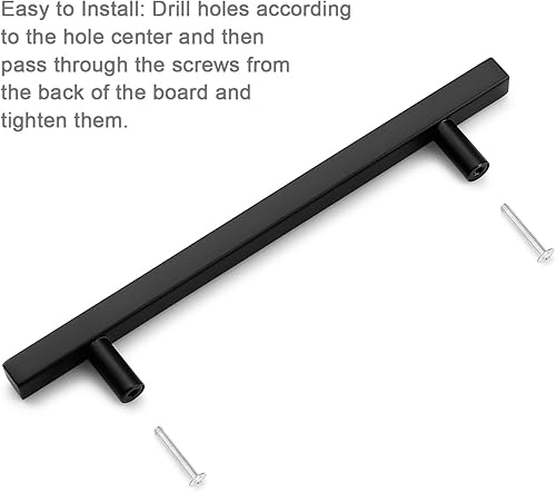 Miniatura 9 de Probrico Paquete de 1 manija negra de 5 pulgadas (5.039 in) con agujero central, barra cuadrada en T, manijas de gabinete de cocina, tiradores de