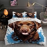 BettwäSche 200x220 Tierillustrationen Bettbezug 200x220 3 Teilig mit ReißVerschluss Labrador Weich...