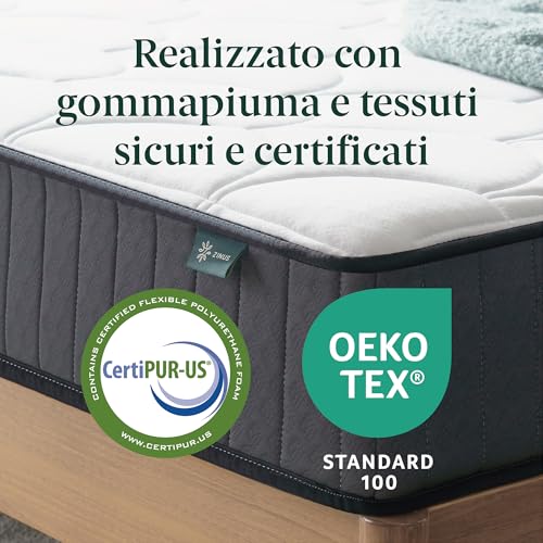 Zinus materasso 80x190 cm - Altezza 20 cm - Materassi a molle insacchettate e memory foam - Materasso ibrido - Immagine 2