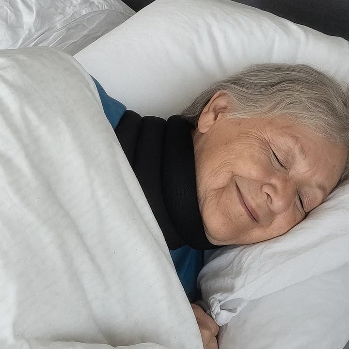 Orthoback Lunaris - Ergonomische Nackenstütze gegen Verspannungen, Schnarchen und Apnoe(Schwarz,M(40CM))
