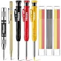 Hiboom 8 Packs Scriber Marking Tools, Carpenter Pencils Set with Automatic Center Punch, Carbide Scribe Tool, 3 Mechanical Carpenter Pencils with Sharpener and 18 Refills for Construction Woodworking