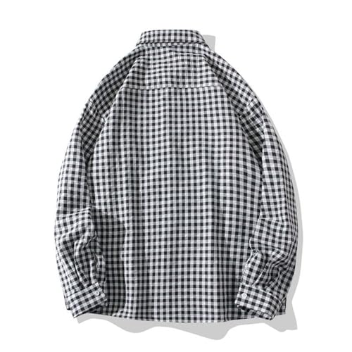 Generic Men's Plaid Shirt 2024 Fall Long Sleeve Button down Flannel Shirts Tops Mens & Boys Casual Brushed Cotton Shirt Coat3