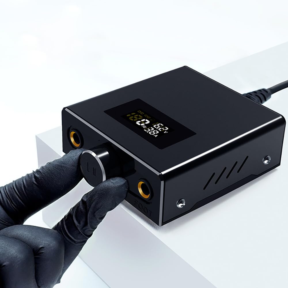 Digital Tattoo Alimentatore per la penna rotante - Mini Power Box professionale con uscita regolabile 3-12 V, display a velocità LCD, 3 modalità di lavoro