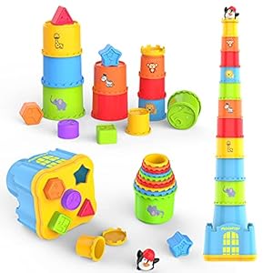 MOONTOY Stapelbecher Schloss 4250 – 19-teiliger Stapelturm