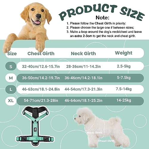 LiebeDD Hundegeschirr Grün L - Brustgeschirr Hund Mittel Reflektierend Anti zieh Hunde Geschirr Hund Zuggeschirr Gepolstert mit Griff Dog Harness für Welpen Kleine und Mittelgroße Hunde