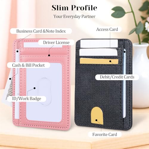2pcs Slim Minimalist Wallet,Slim Wallet for Men,Front Pocket Wallets,RFID Blocking Leather Wallets,Credit Card Holder for Men and Women,Protable Gifts For Him Her3