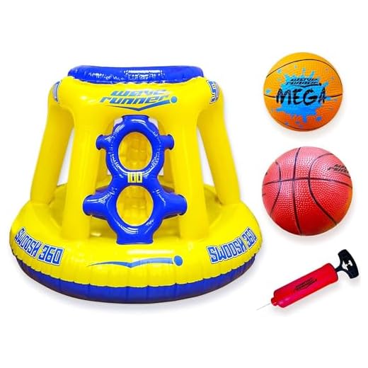Wave Runner Swoosh 360 Swimming Pool Basketball Hoop Set by WAVERUNNER - (Yellow/Blue)
