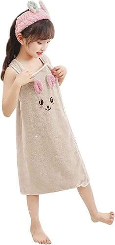 Miniatura 7 de Toalla de baño suave para niñas con conejo de cartón, toalla de playa absorbente de agua para niños, bata de baño, vestido de tubo de ducha