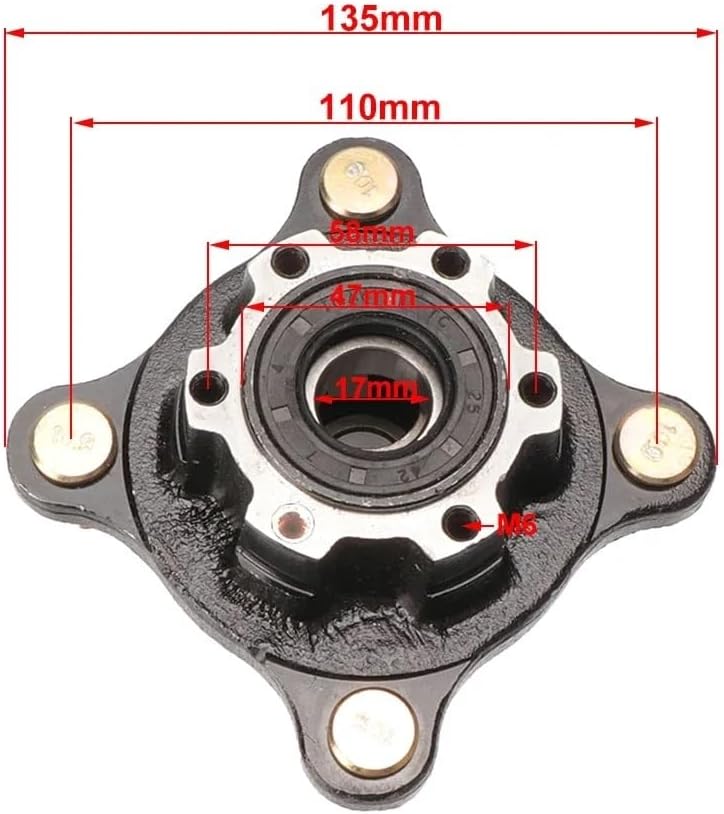 17mm 110mm*4 Stud Front Brake Disc Wheel Hub Fit For 110cc 125cc 150cc 200cc 250cc ATV Go Kart Buggy Quad Bike Accessories