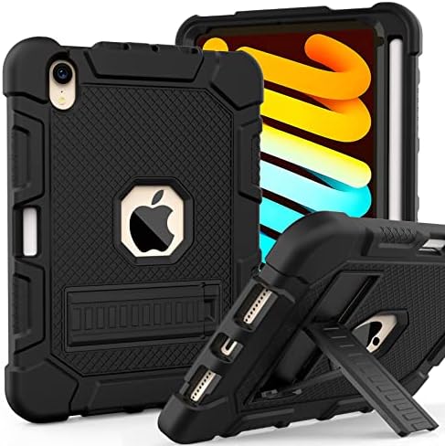 Rantice iPad Mini 6 Case 2021, iPad Mini Case with 2nd Gen Apple Pencil Charging Holder and Kickstand, Hybrid Shockproof Rugged Cover for iPad Mini 6th Generation 8.3 inch (Black)