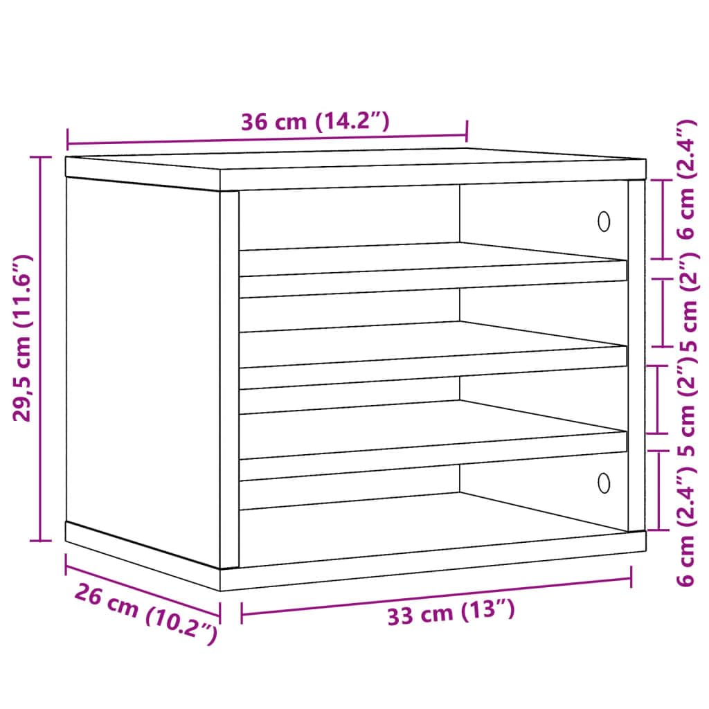 Organizer Scrivania Rovere Marrone 36x26x29,5 Legno Multistrato,Organizer da Scrivania,Portaoggetti da Scrivania,Organizer da Scrivania-848051