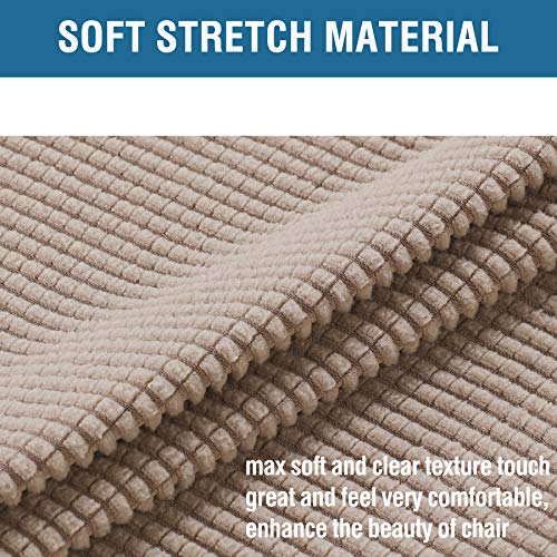 Stretch Dining Chair Covers Chair Covers for Dining Room Set of 4 Parson Chair Covers Slipcovers Chair Protectors Covers Dining, Feature Spandex Textured Checked Jacquard Fabric, Sand by H.VERSAILTEX - Image 3