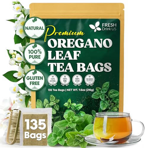 Image of FreshDrinkUS, Oregano Leaf Tea | 135 Tea Bags - Pure Herbal Infusion from Origanum vulgare - Naturally Bold & Aromatic Flavor - Premium Quality, Sustainably Sourced. Vegan