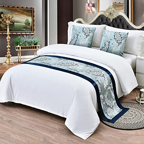 HWHHDQL Bettläufer Schal Bettdecke Europäischen Stil Luxus Bett Flagge Tagesdecken Bettwäsche Schals Moderne Bettüberwürfe Kissenbezug für Schlafzimmer Dekoration(Blue,Pillowcase(50x50cm))