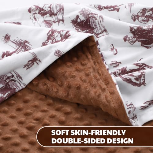 Image of Tegeme Brown Western Baby Blanket Cowboy Blankets Western Stuff for Newborn | 30 x 40 Inches Baby Receiving Soft Blankets for Boys Girls Warm Lightweight Nursery Western Stuff for Toddlers Son Daughter