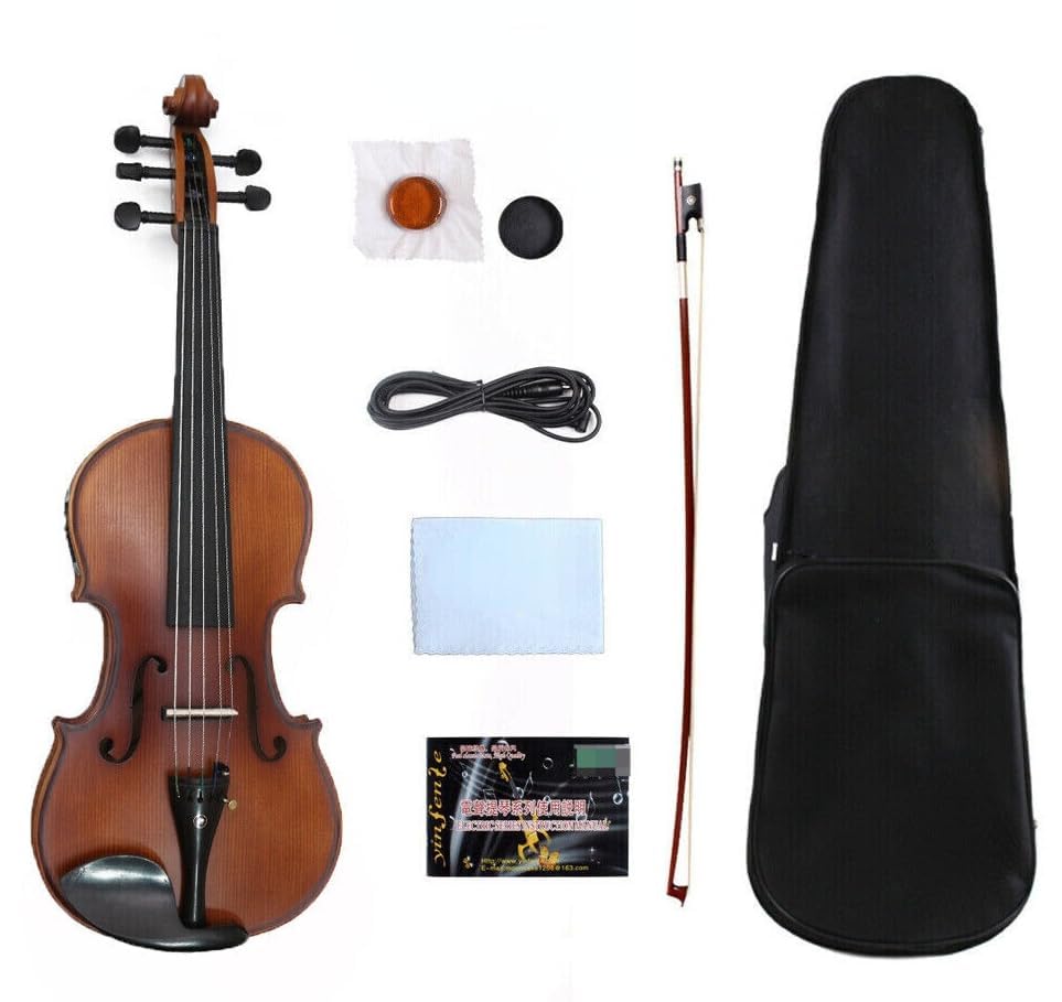 YoungMonic 5 String Violin 4/4 Violin Maple Spruce Hand Made Free Violin Case and Bow Ebony (4/4)