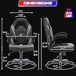 Sweetcrispy Computer Gaming Desk Chair - Ergonomic PU Leather with Comfy Lumbar Support, Height Adjustable Rolling Desk with Flip-up Armrests, for Home and Office