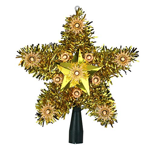 7" Lighted Gold Star Christmas Tree Topper - Clear Lights #TOP6
