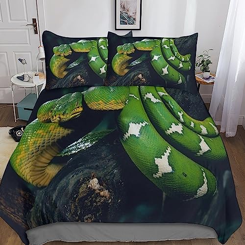 Ensemble taie d'oreiller housses de couette serpent 3D lit microfibre