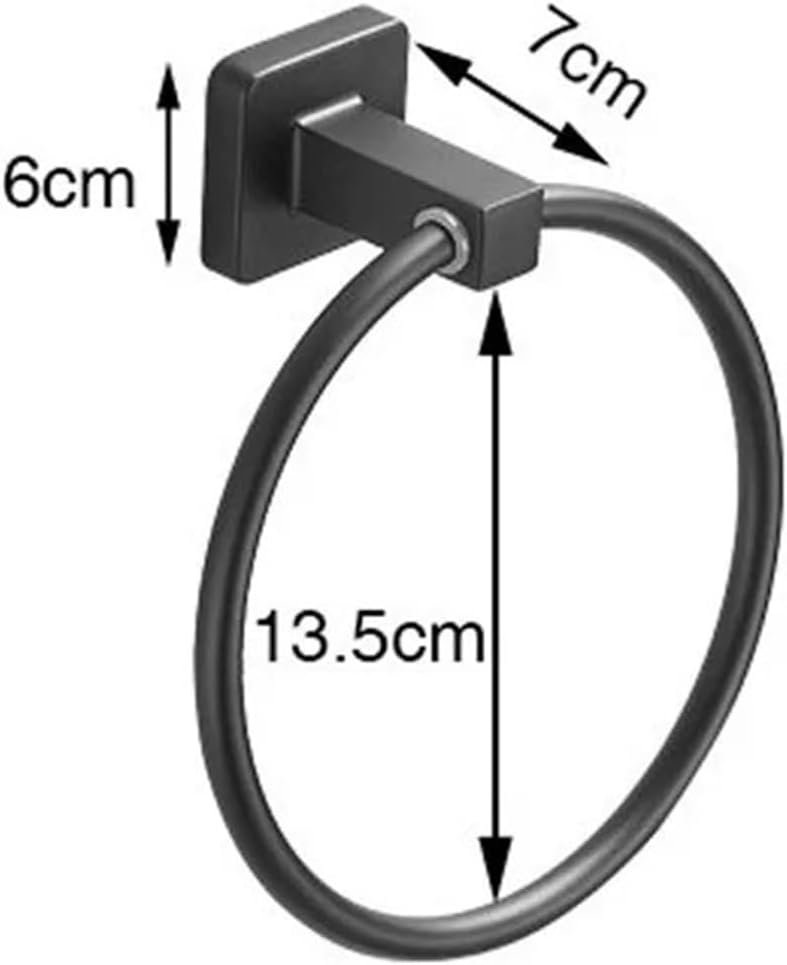 Matte Black Finish Stainless Steel Bathroom Towel Holder Wall-Mounted Round Towel Rings,Towel Rack(Square)