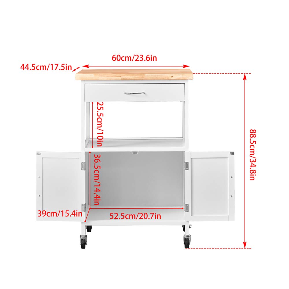 Kitchen Storage Sideboard Cupboard Trolley Cart on Wheels for Dining