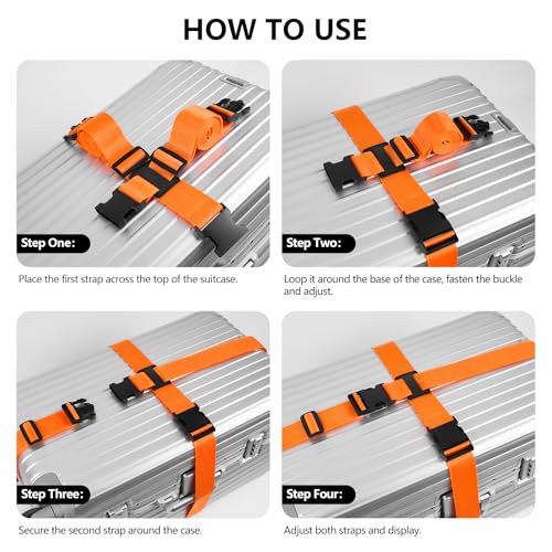 Image of BILIONE Cross Luggage Straps and Luggage Tags Set (Blue)
