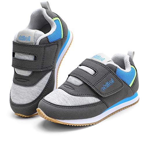 okilol Toddler Boys Shoes Baby Sneakers Kids Sneakers Athletic Runner Tennis Shoes Grey/Blue 11 US Little Kid