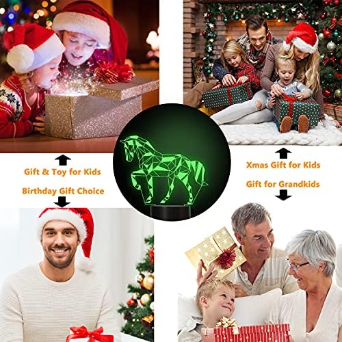Night Lights for Kids Horse Illusion 3D Night Light Bedside Lamp 16 Colors Changing with Remote Control Best Birthday Gifts for Child Baby Boy and Girl