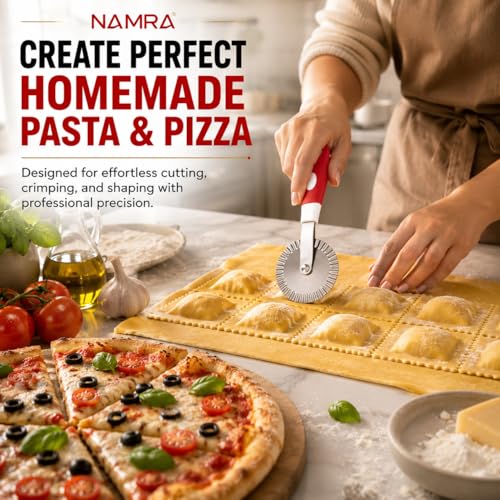 Image of Stainless Steel Pastry Ravioli Pasta Dough Cutter Crimper Wheel (Multicolour)