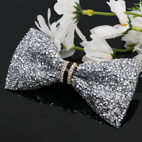Image of Mens Rhinestone Bow Tie Pre-Tied Bow Ties for Men Adjustable Sparkle Sequin Bowtie Party Wedding