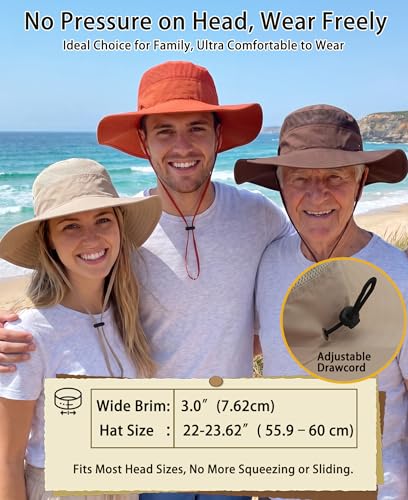 Image of Home Prefer UPF 50+ Men's Sun Hat Wide Brim Bucket Hat UV Protection Hat for Mens Womens Beach Safari Gardening Golf Fishing