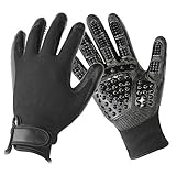 YUNGYE 1 para Pet Grooming Handschuhe Hund Katze Haar Reinigungsbürste Kamm Gummi Fünf Finger Deshedding Pet Handschuh for Hund Katze (Color : Black, Size : 24.5 X 14 cm)