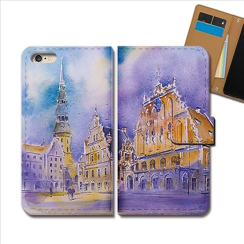 Galaxy A25 5G SCG33 ケース 手帳型 イラスト 手帳ケース スマホケース カバー 絵画 水彩画 風景 建物 海外 デザインB e0363030136902