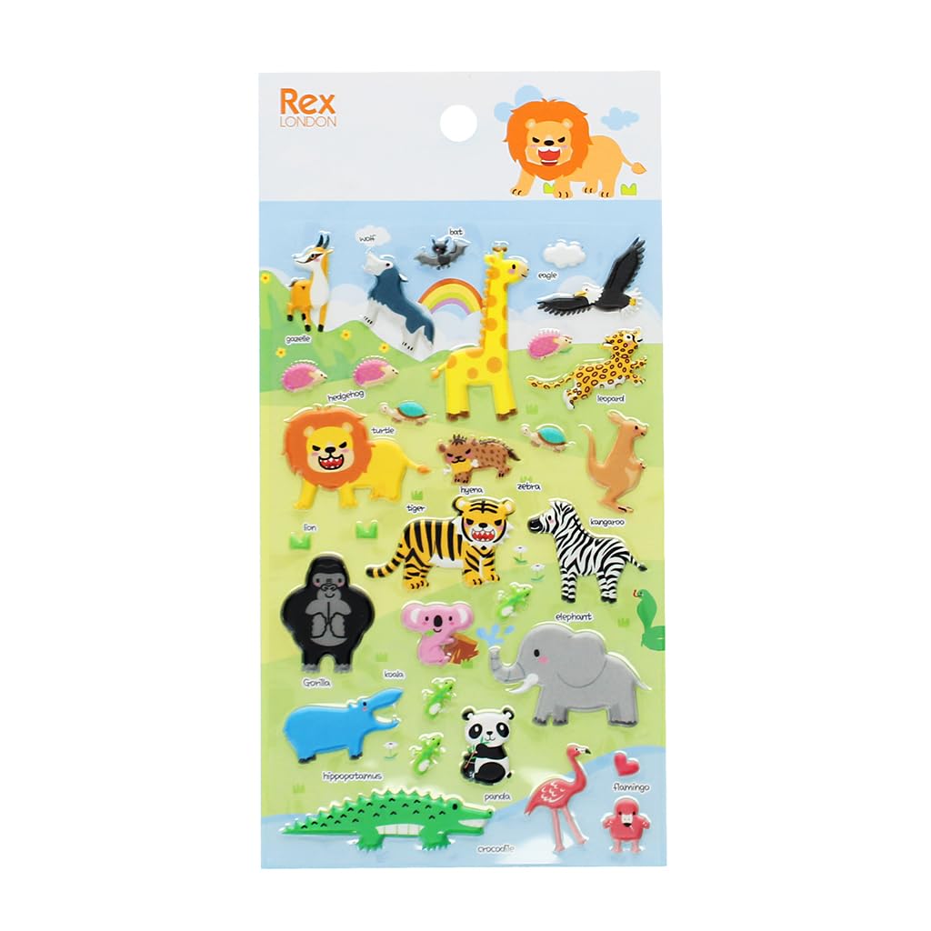 Rex London 3D Puffy Stickers - Wild Safari Animals