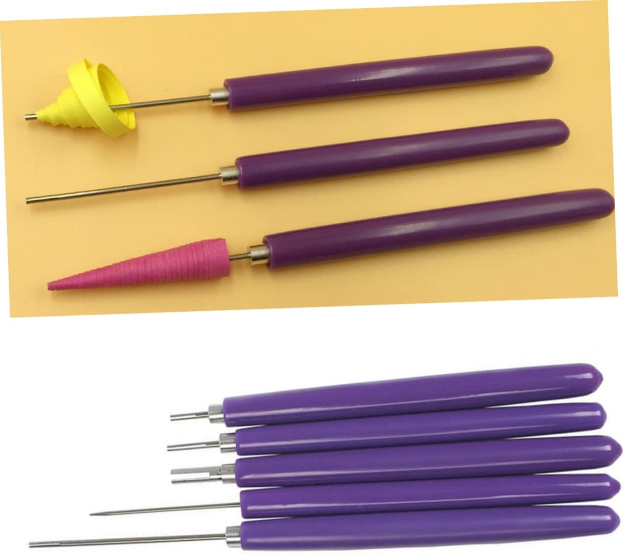 Gogogmee 5pc DIY Quilling Pen Set Purple Ceramic Indentation Tools for Paper Crafts Clay Art and Nail Design Durable Tips for Precise Detailing