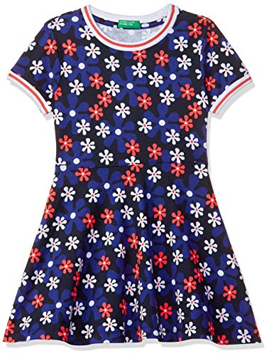 Image of UNITED COLORS OF BENETTON Baby-Girl's Cotton Fit and Flare Knee-Length Casual Dress