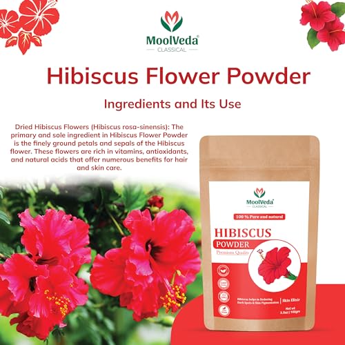 Image of Pure & Organic Hibiscus Flower Powder | Face Packs, Hair Care & Hair Growth | Pack of 3 | 100 g Each